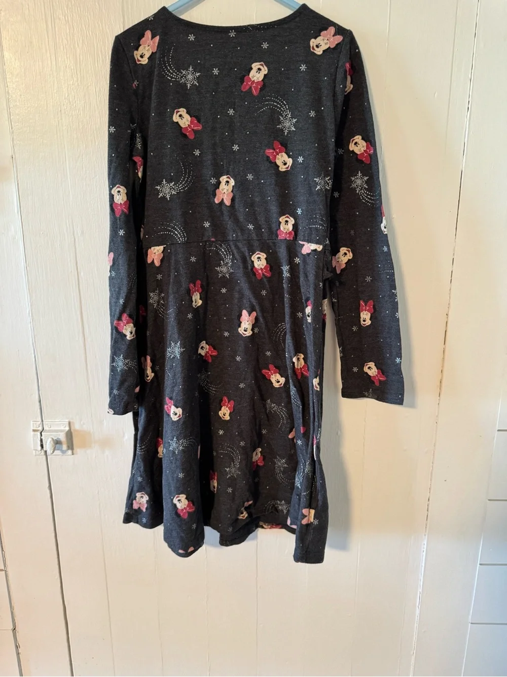 Disney Girls Black Minnie Mouse Long Sleeve Dress with Pink Bows